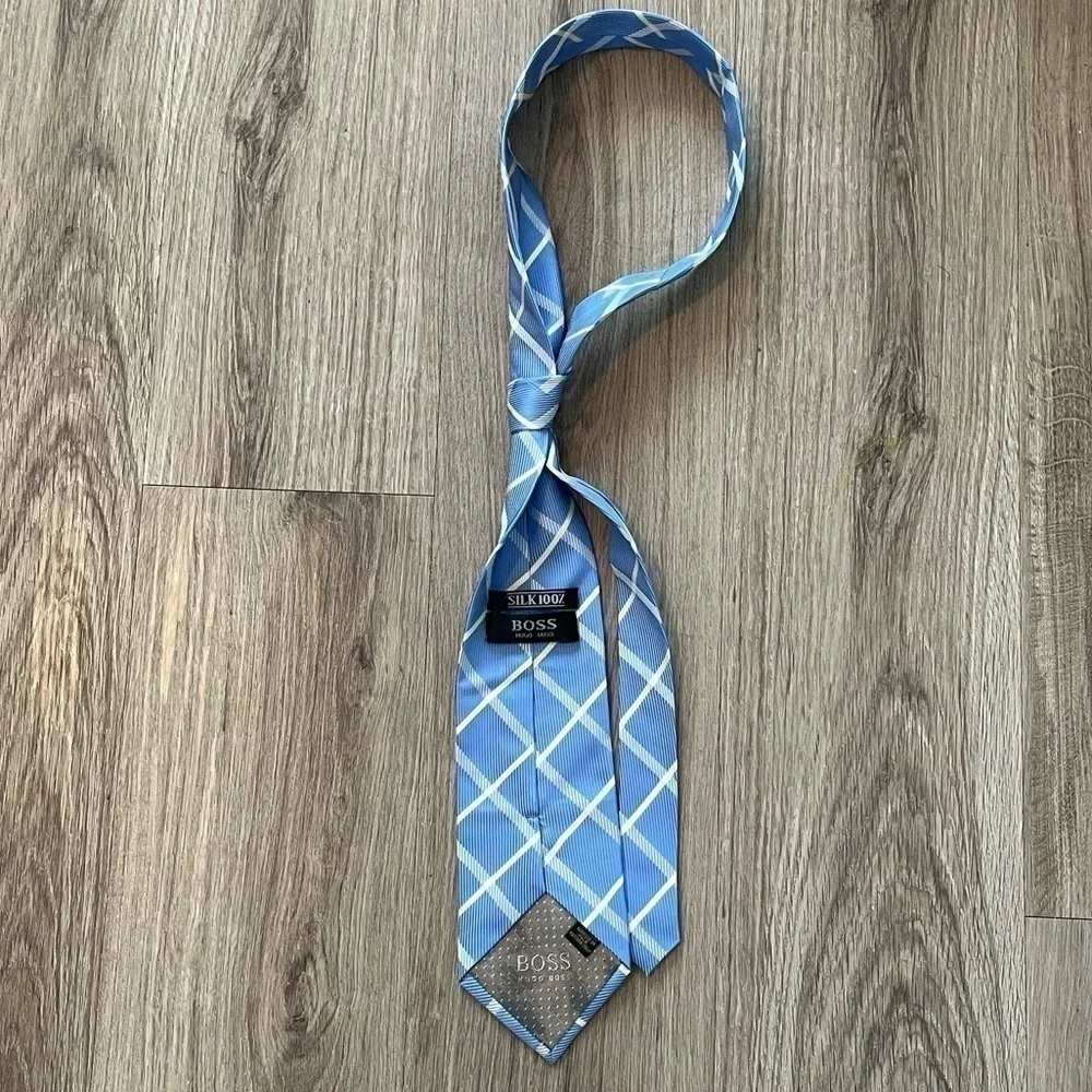 BOSS Men’s Silk Tie | Blue, White, Yellow